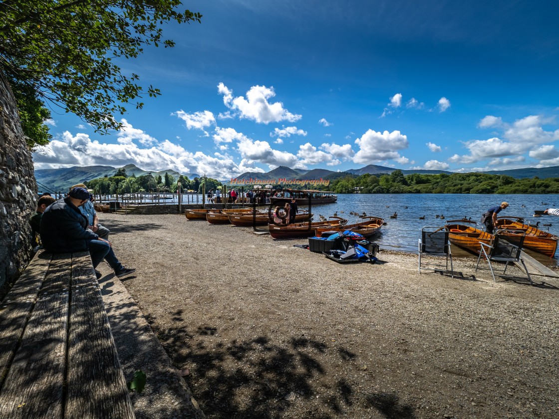 "Boats on Derwent Water" stock image