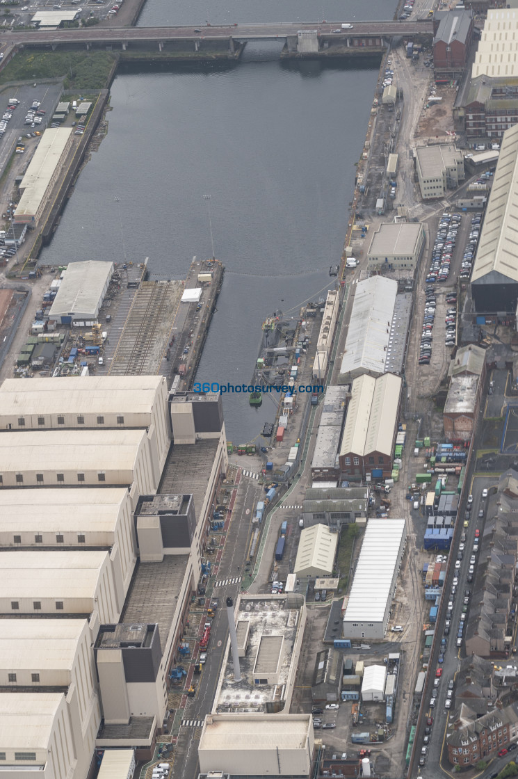 "Aerial photo submarine docked at Barrow HI RES" stock image