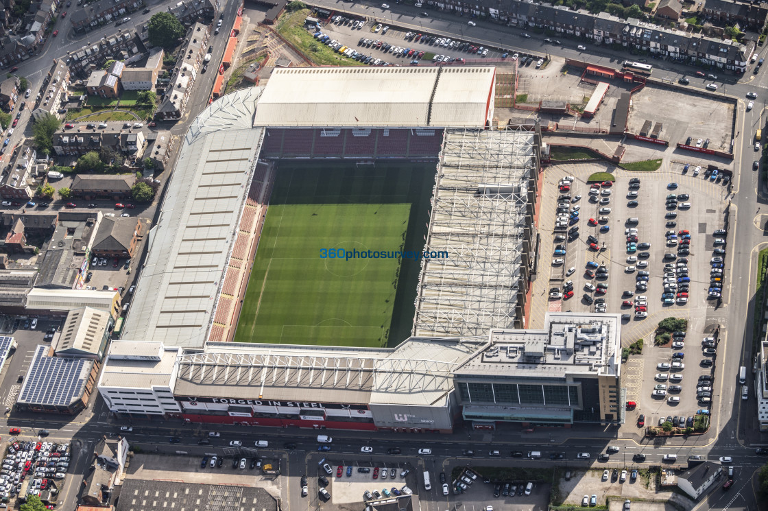 "Aerial photo Sheffield United Bramall Lane Stadium" stock image