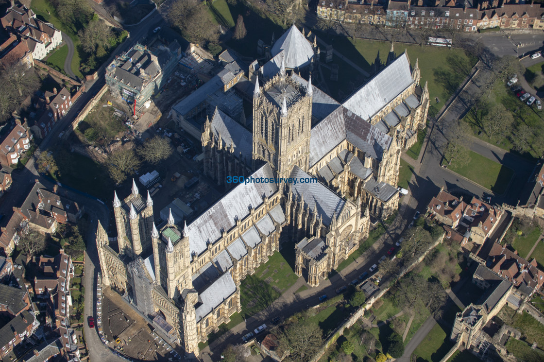 "Aerial photo Lincoln Cathedral" stock image