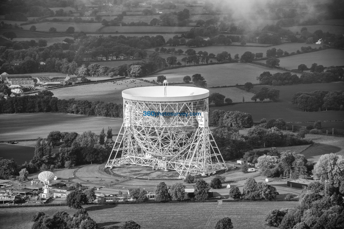 "Aerial photo Jodrell Bank Telescope" stock image