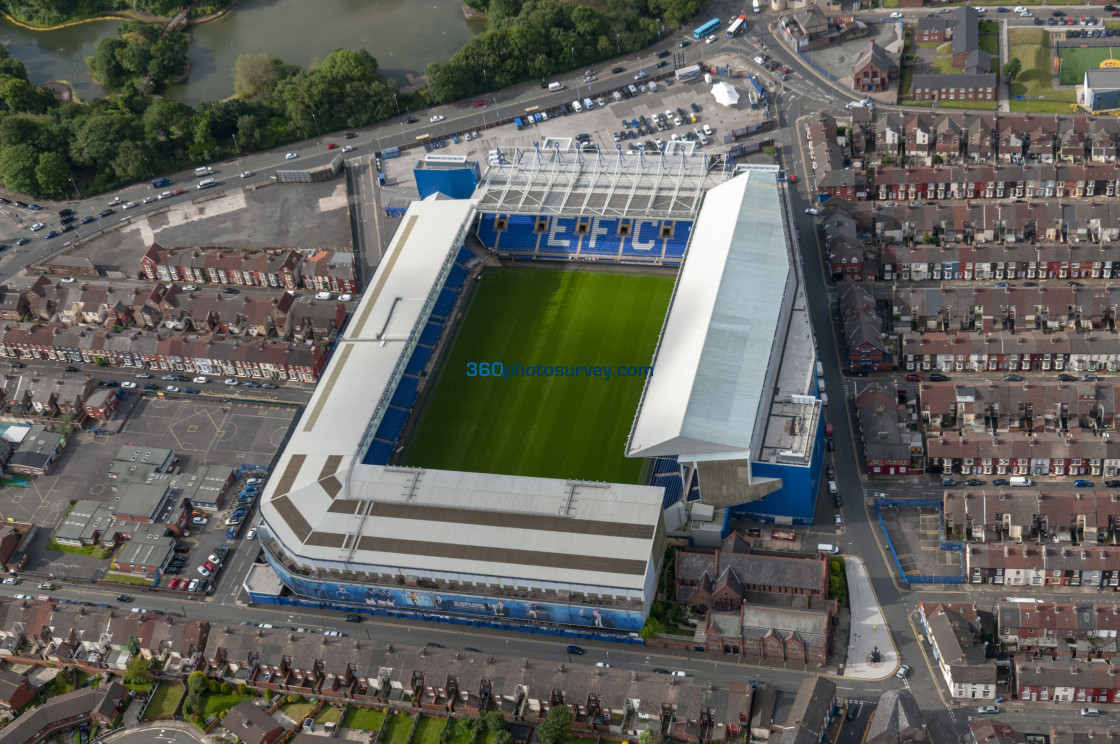 "Goodison Park stadium aerial photo" stock image