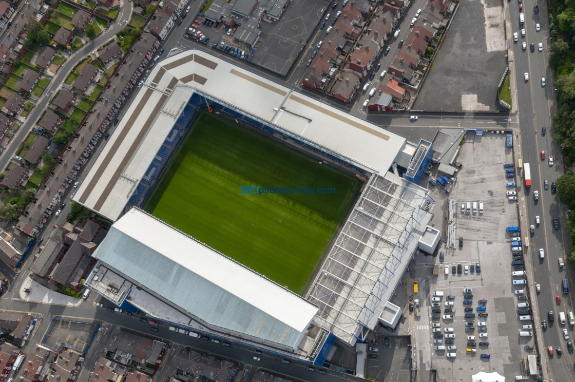 "Goodison Park stadium aerial photo" stock image