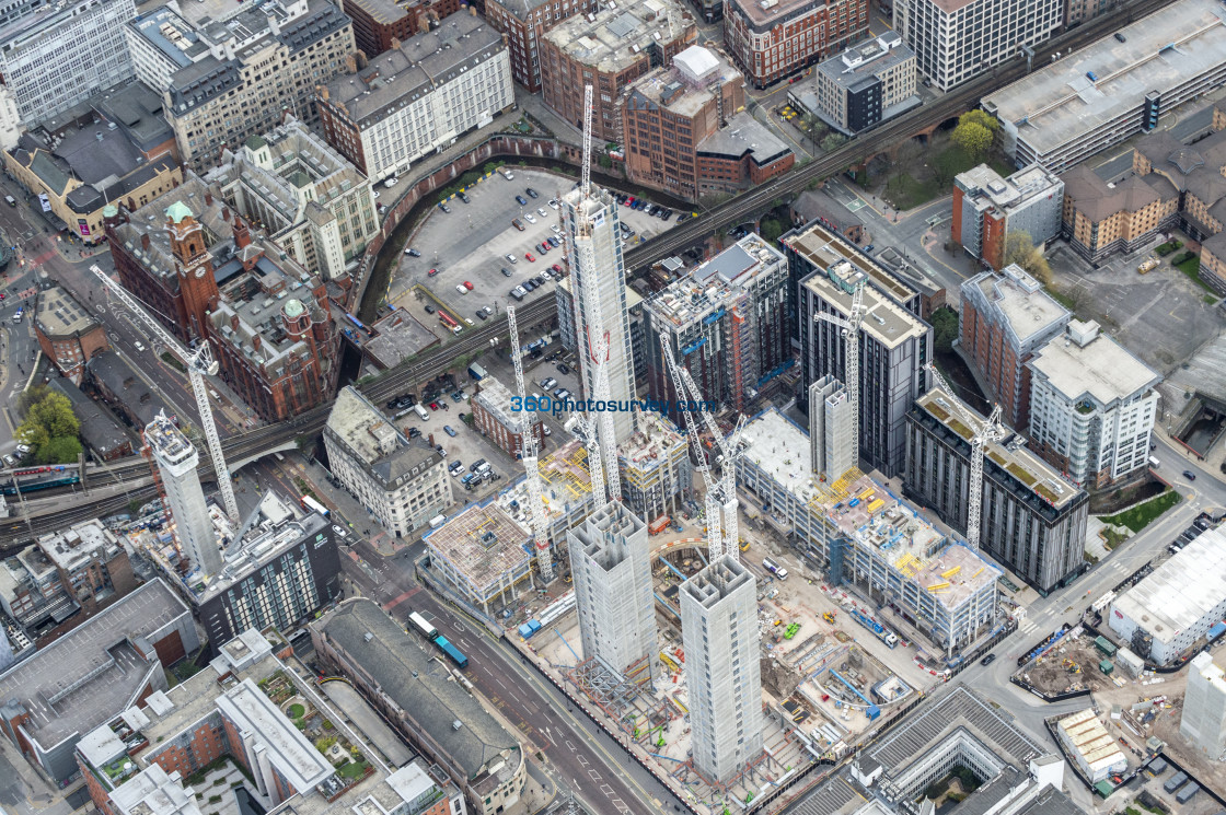 "Aerial photo Circle Square Manchester 1 April 2019" stock image