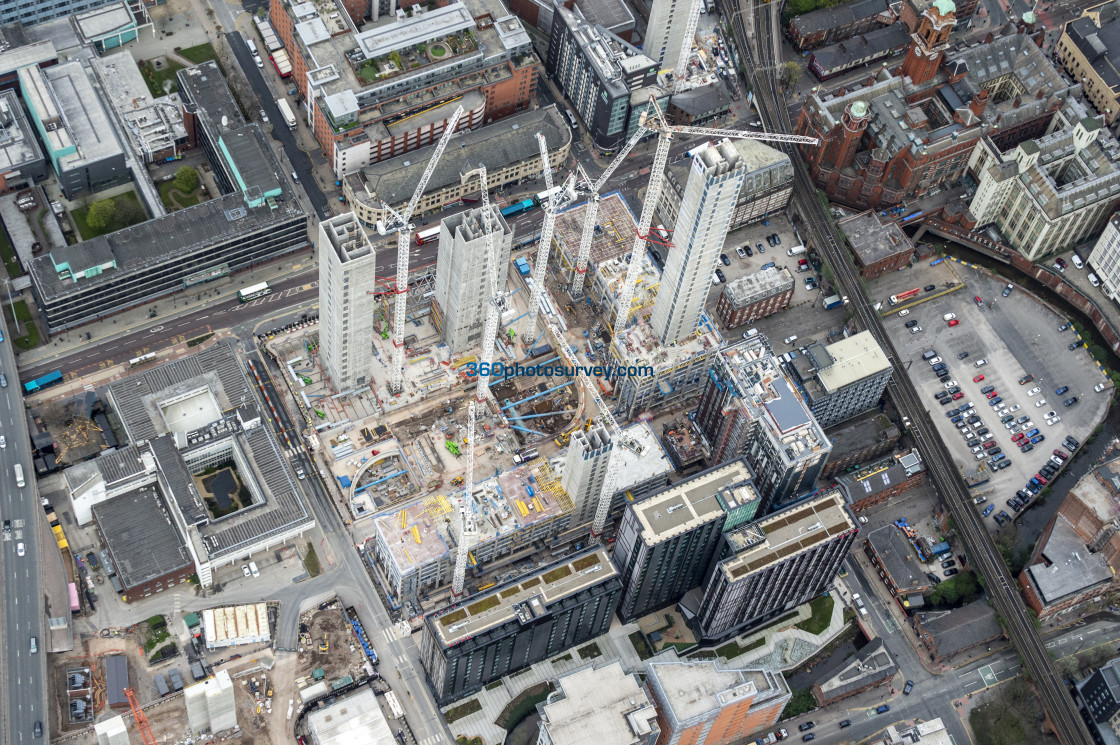 "Aerial photo Circle Square Manchester 1 April 2019" stock image