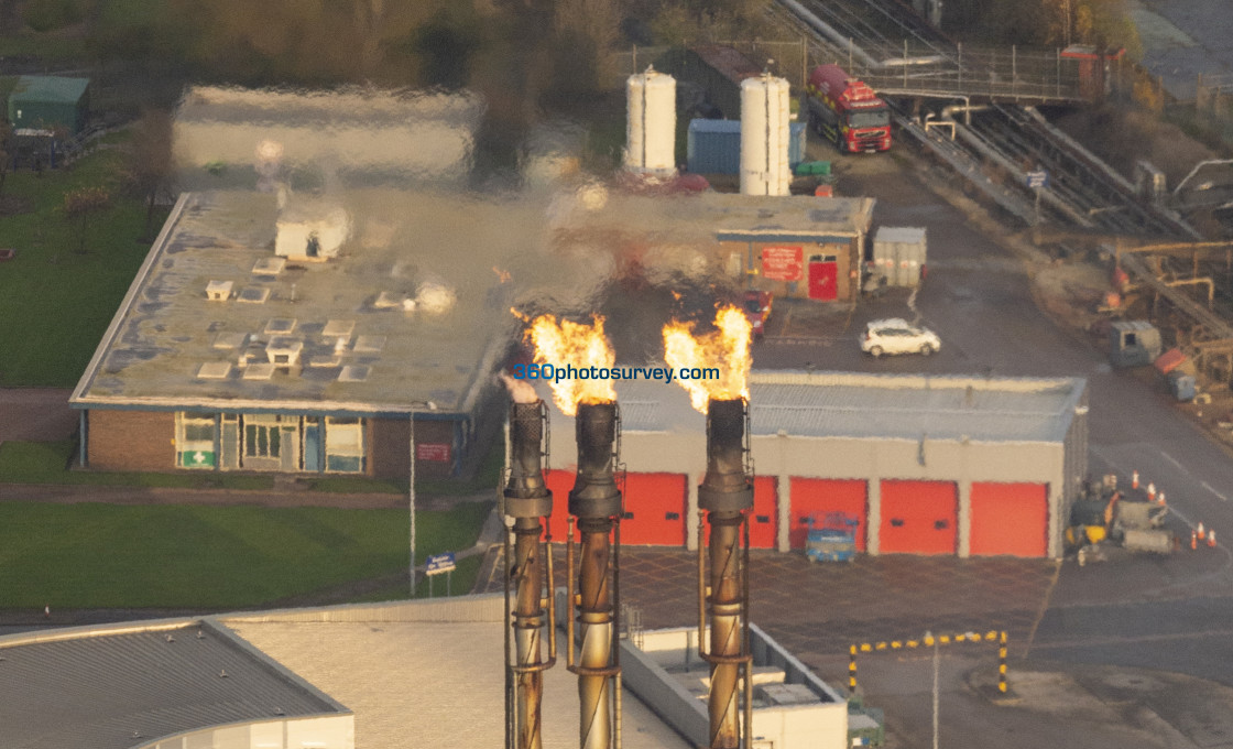 "Stanlow aerial photo flame" stock image