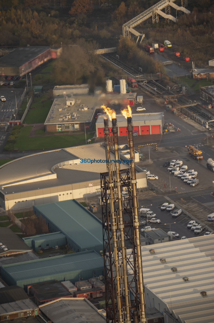 "Stanlow aerial photo flame" stock image