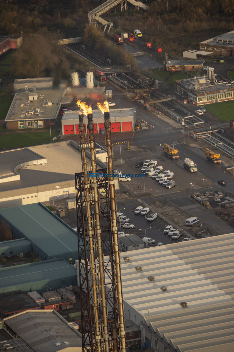 "Stanlow aerial photo flame" stock image