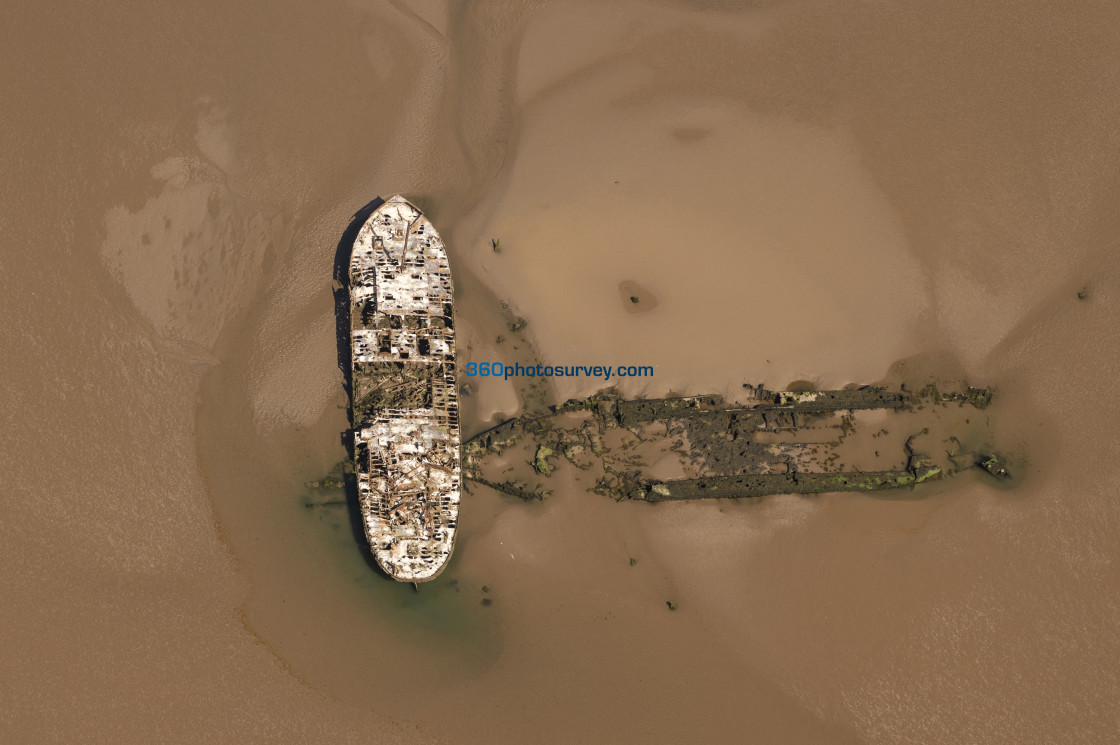 "Wrecked ships aerial photo 210607 62" stock image