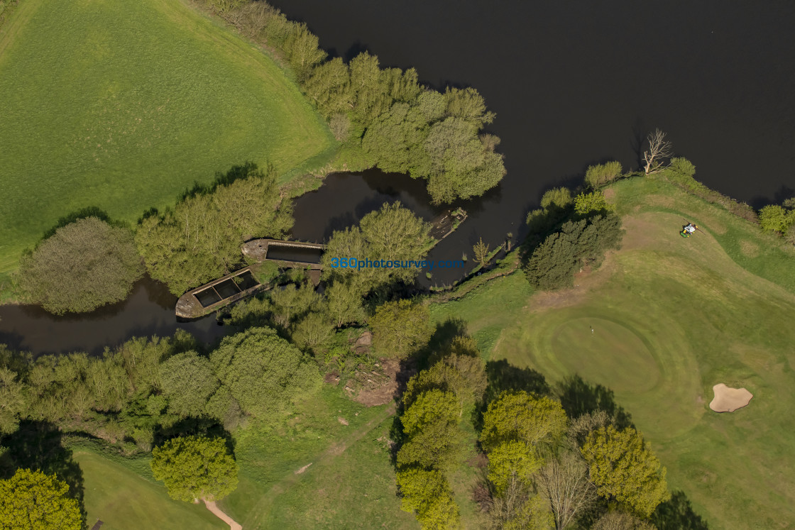 "Thelwall aerial sunk barges 220425 17" stock image