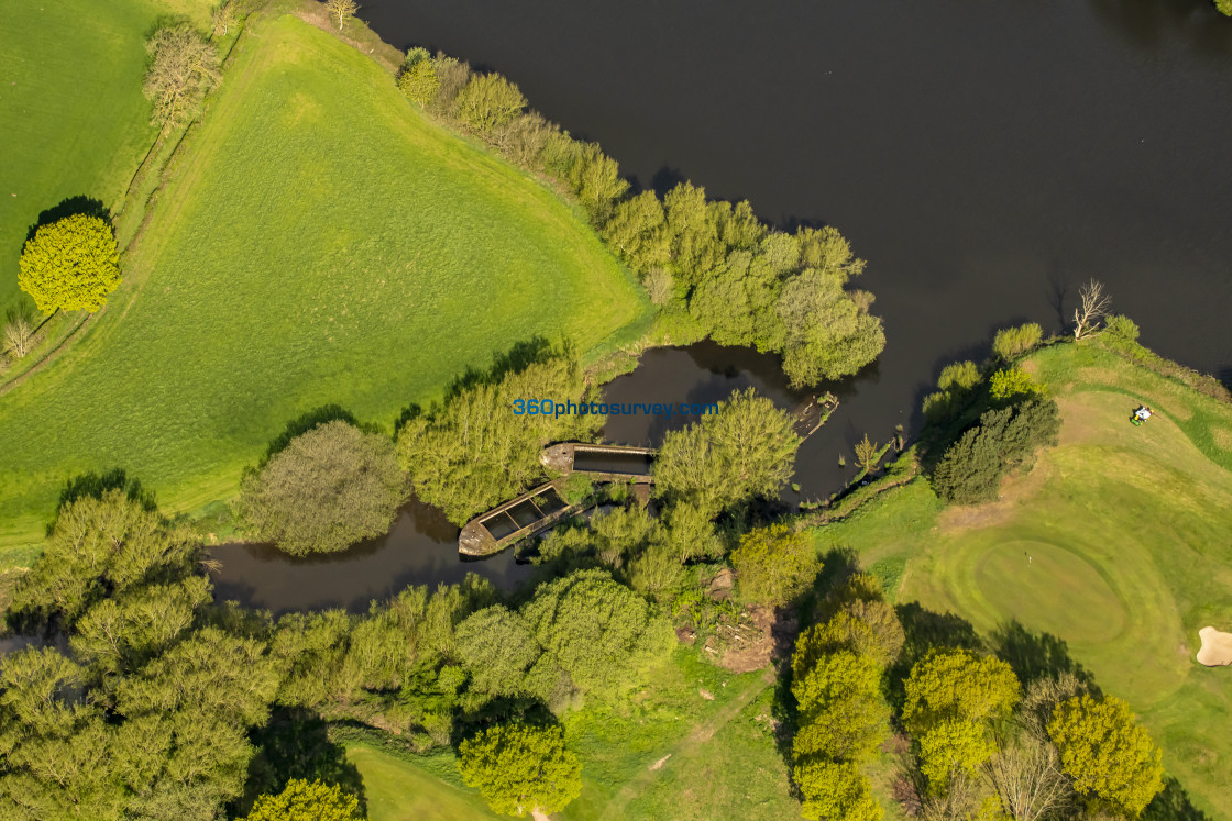 "Thelwall aerial sunk barges 220425 17" stock image