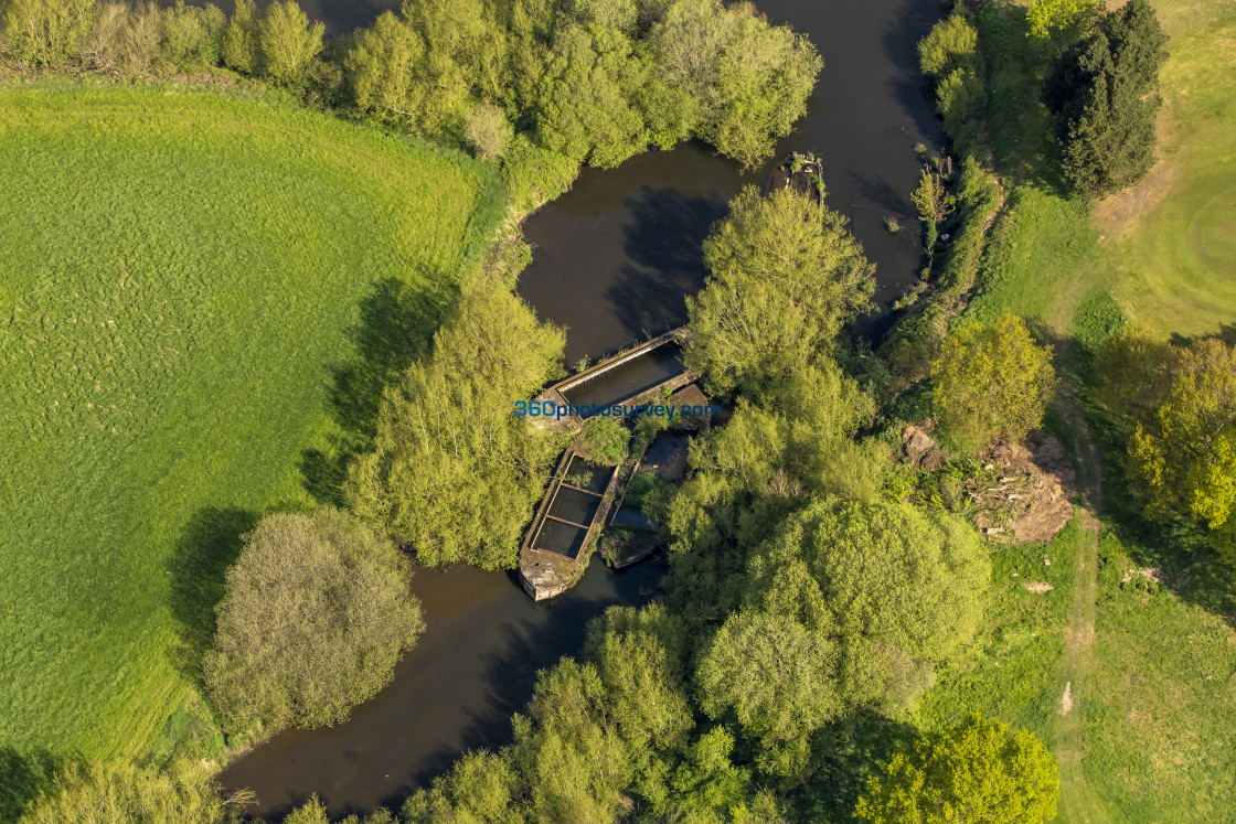 "Thelwall aerial sunk barges 220425 17" stock image