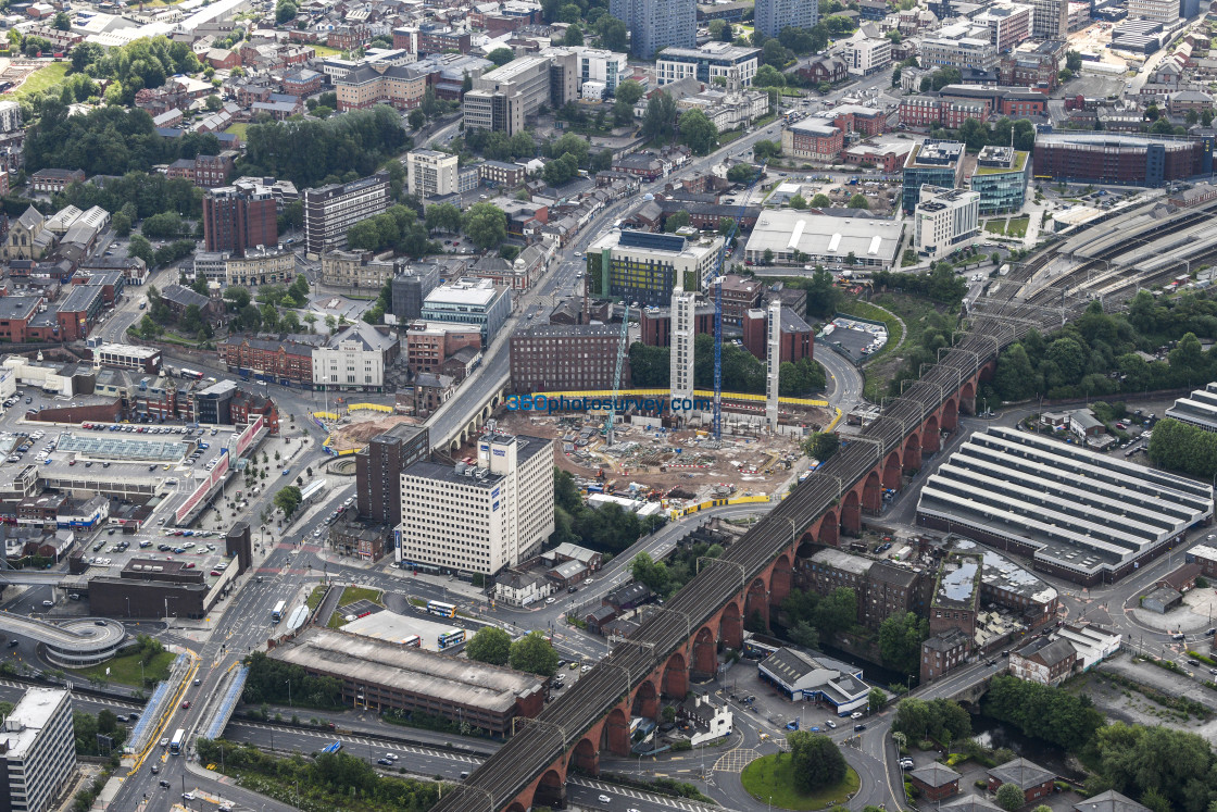 "Stockport aerial Bus Station development 220603 21" stock image