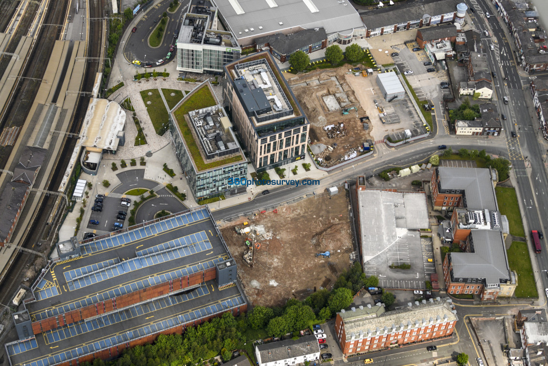 "Stockport aerial Station Car Park development 220602 25" stock image