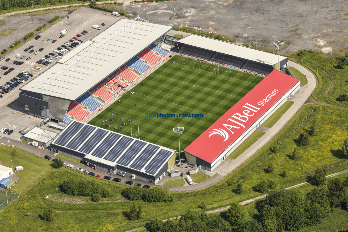 "Salford aerial Barton A J Bell Stadium 220602 3b" stock image