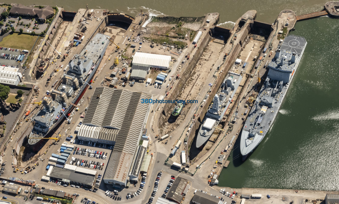 "Birkenhead aerial Cammell Laird 220622 3" by 360photosurvey.com - $36.59 "Birkenhead aerial Cammell Laird 220622 3" stock image