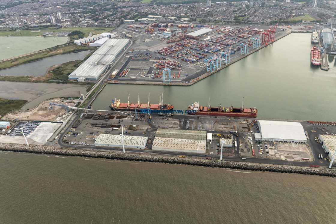 "Liverpool aerial photo docks on strike 220922 4" stock image