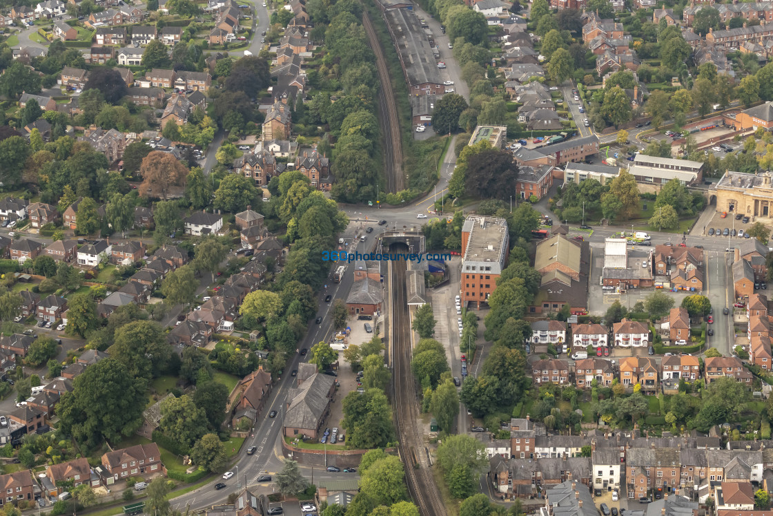 "Knutsford aerial photo Knutsford railway station 220922 21" stock image