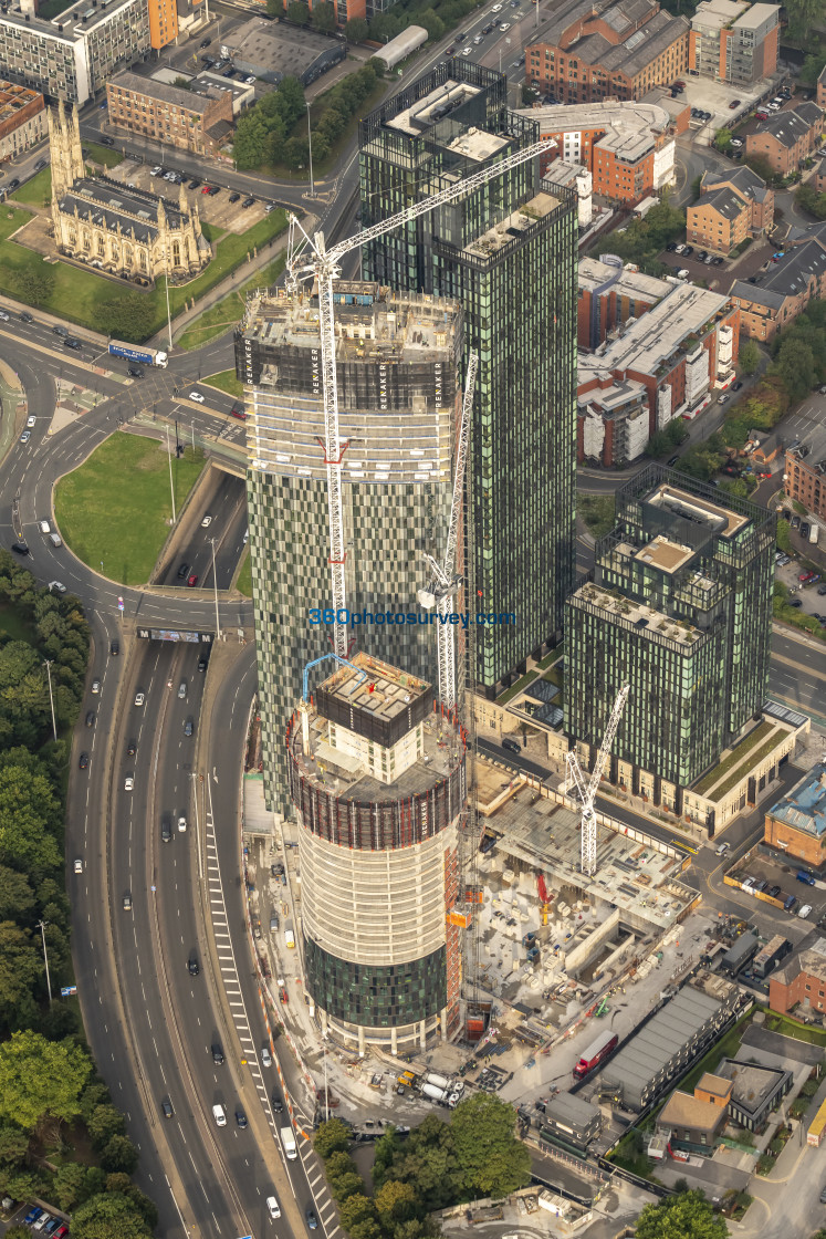 "Manchester aerial photo tall tower development 220922 11" stock image