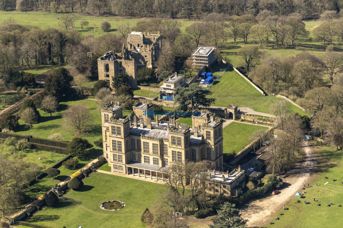 "Chesterfield aerial photo Hardwick Hall 230404 118" stock image