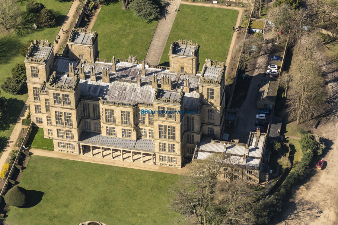 "Chesterfield aerial photo Hardwick Hall 230404 118" stock image