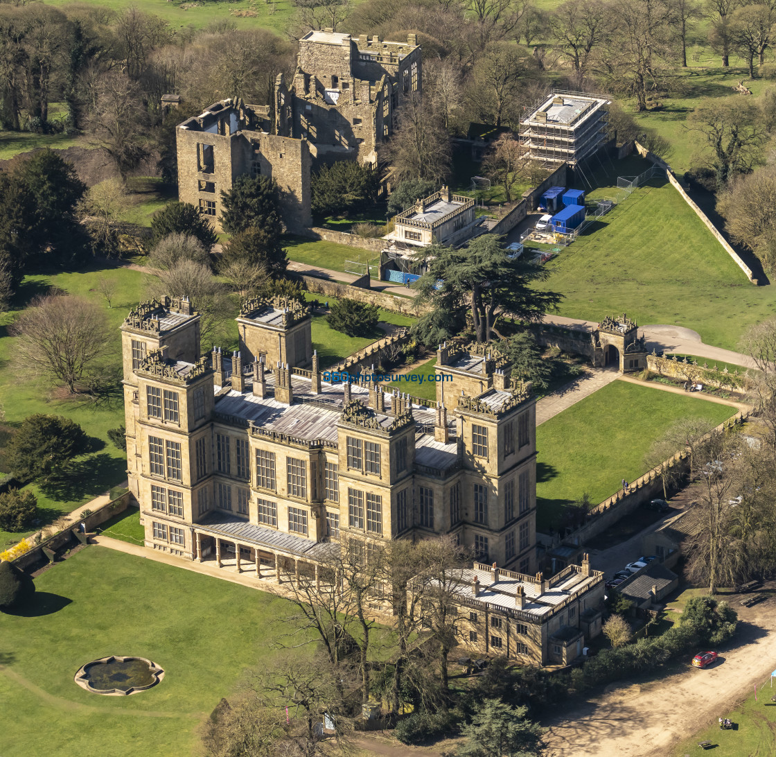 "Chesterfield aerial photo Hardwick Hall 230404 118" stock image