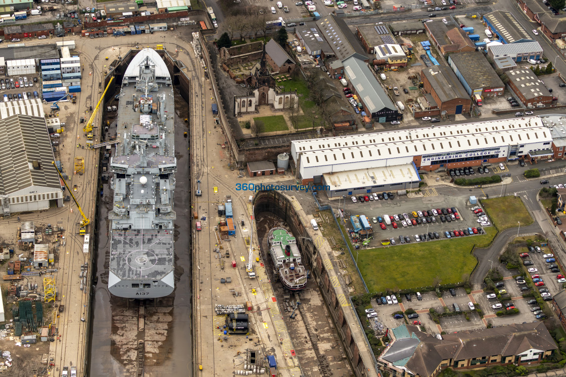 "Birkenhead aerial photo Cammell Laird 230228 11" by 360photosurvey.com - $222.48 "Birkenhead aerial photo Cammell Laird 230228 11" stock image