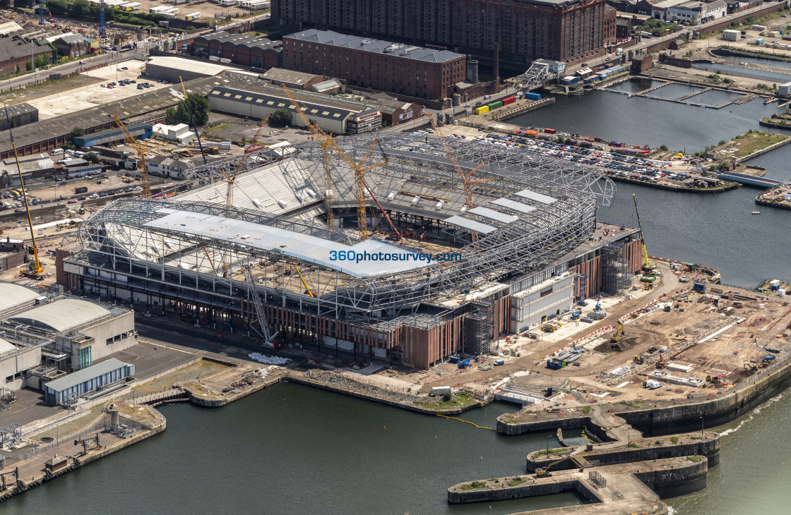 "LIVERPOOL aerial photo BRAMLEY MOORE DOCK STADIUM 230629 004" stock image