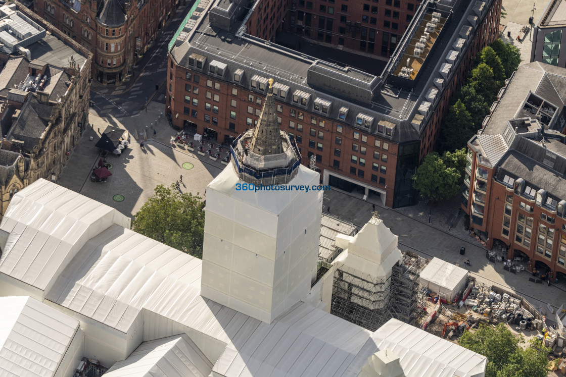 "MANCHESTER aerial TOWN HALL SPIRE 230824 11" stock image