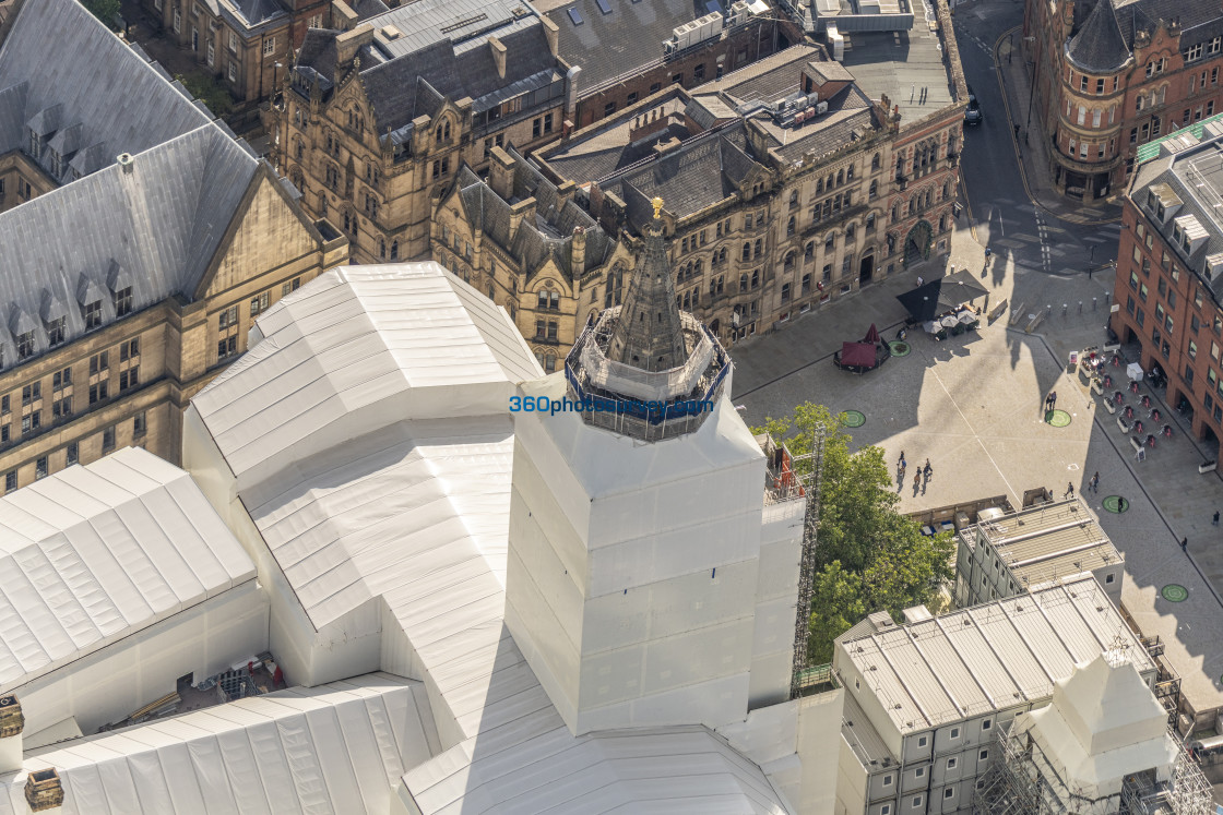 "MANCHESTER aerial TOWN HALL SPIRE 230824 11" stock image