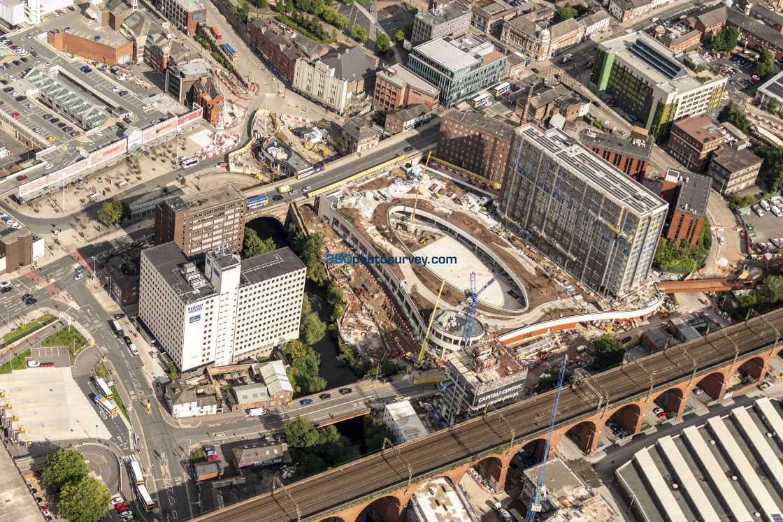 "Stockport aerial photo Stockport Interchange development 230824 12" stock image