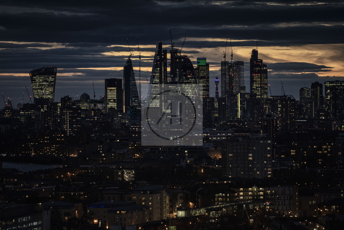 "London architecture at night" stock image