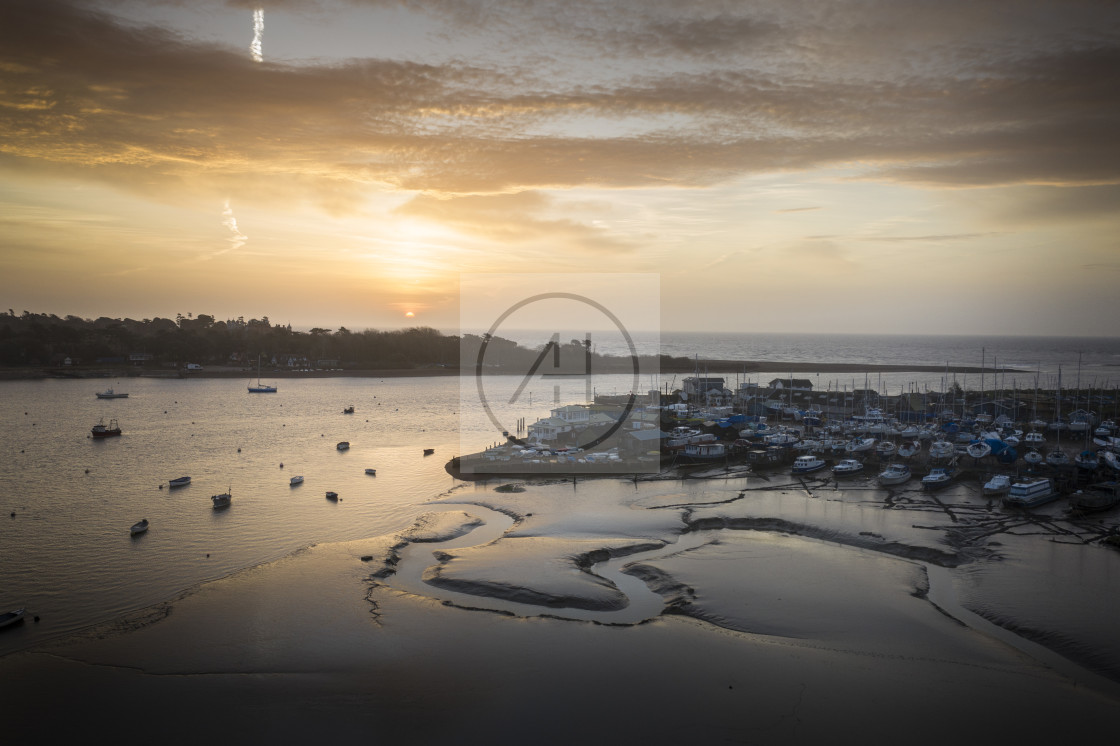 "Felixstowe Ferry sunrise." stock image