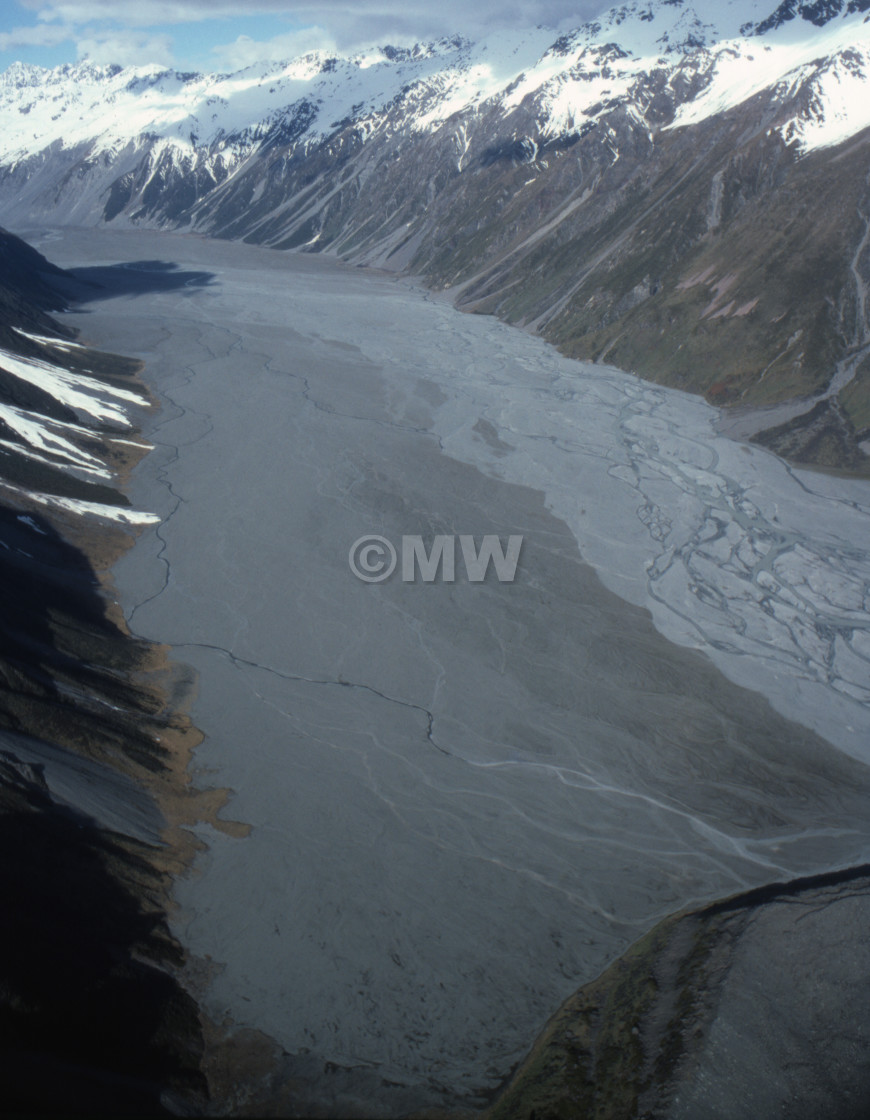 "Lower Tasman Glacier (aerial)" stock image