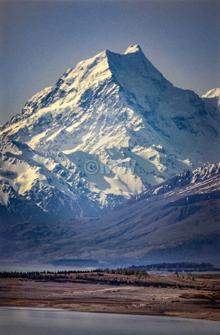 "Mt. Cook reflected in Lake Pukaki" stock image