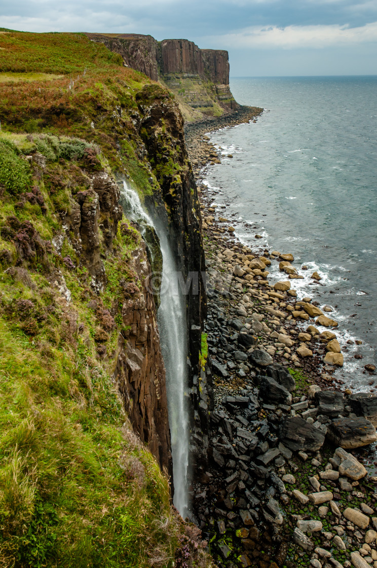 "Wind was so strong much of the water blew back over the cliff-top." stock image