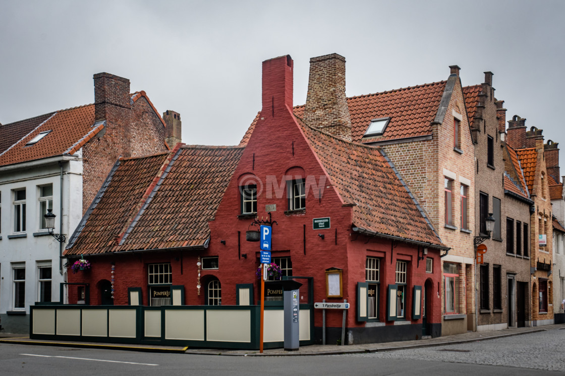 "Old inn, Minderbroedersstr., Brugge" stock image