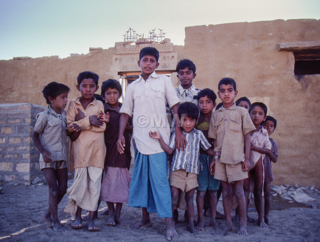 "Rajasthani village kids" stock image