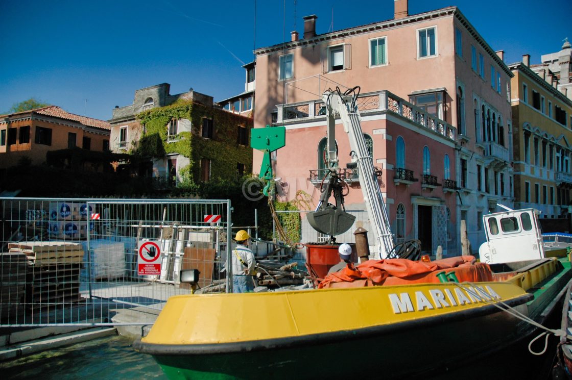 "Working boat - construction" stock image