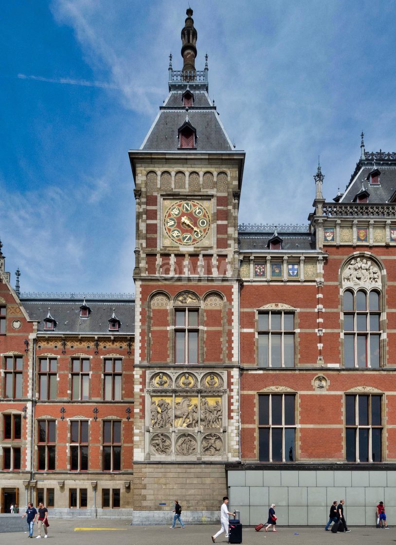 "Amsterdam Centraal Station architectural detail" stock image