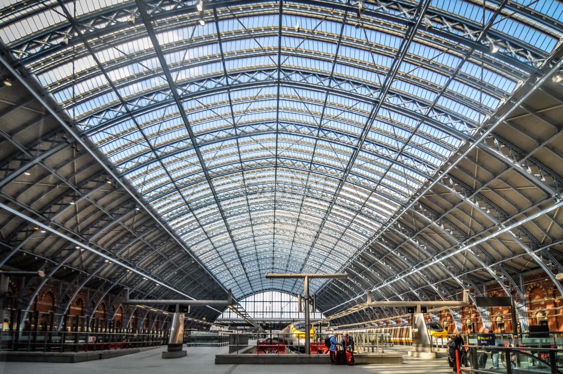"St. Pancras railway station interior, upper level" stock image