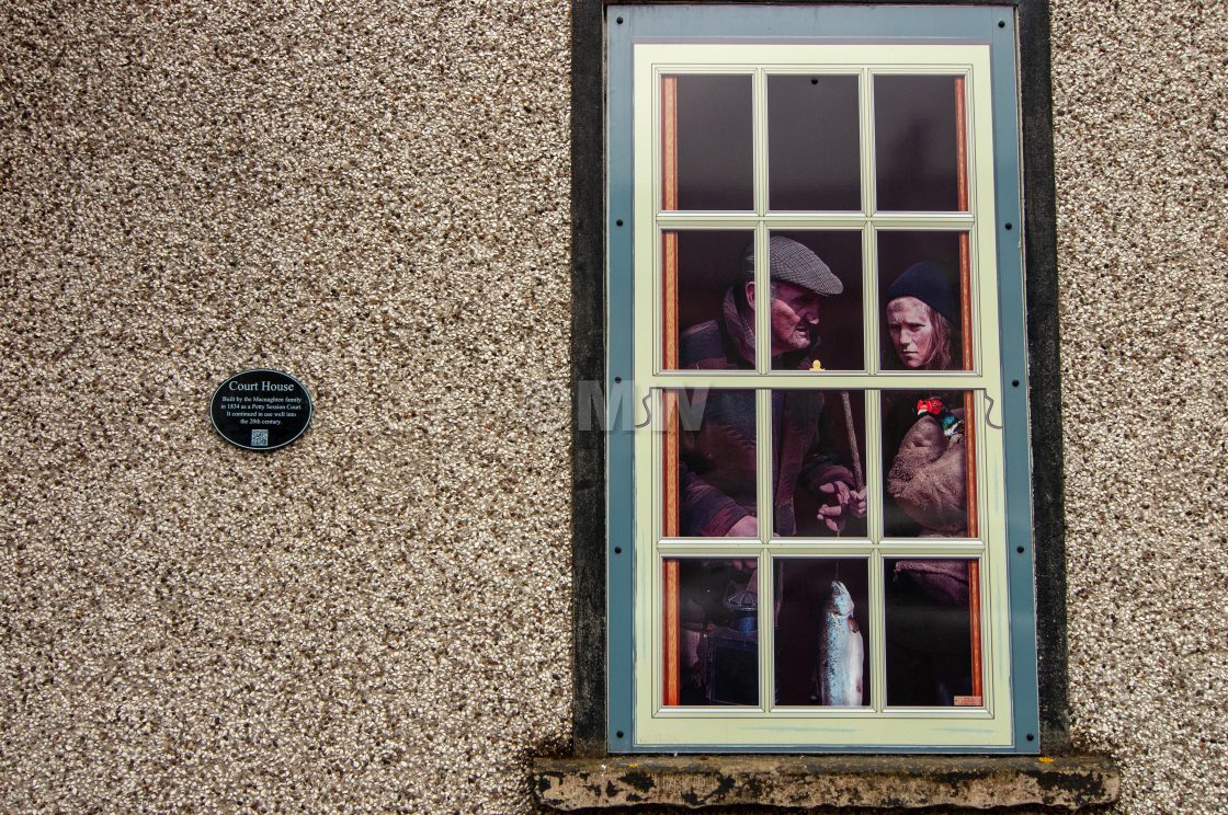 "Old courthouse window mural" stock image