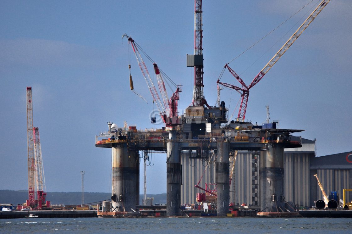 "Oil drilling platform maintenance" stock image