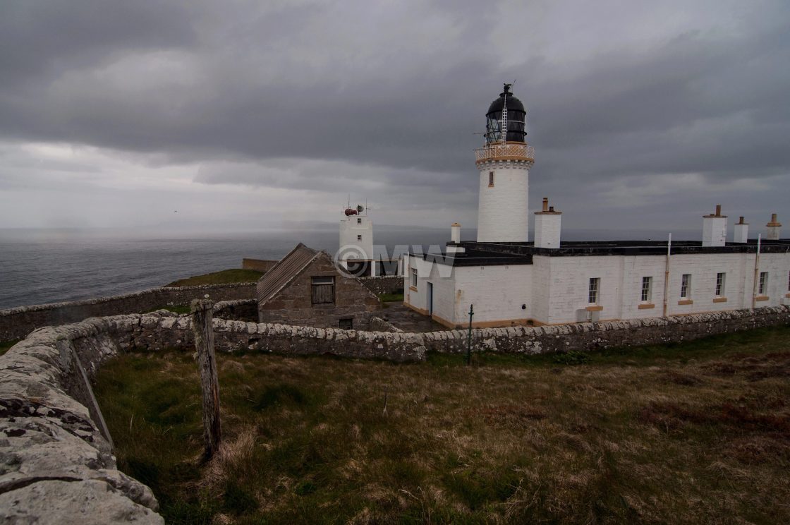 "Lighthouse at Dunnet Head, most northerly point on mainland UK." stock image