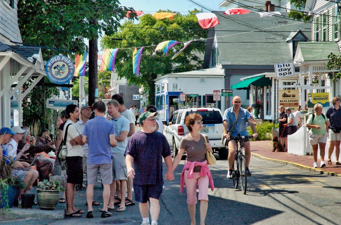 "Provincetown MA street scene" stock image