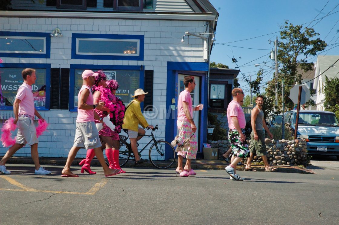 "Gay wedding procession, Provincetown MA" stock image