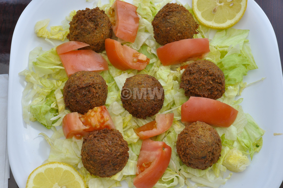 "Falafel & salad" stock image