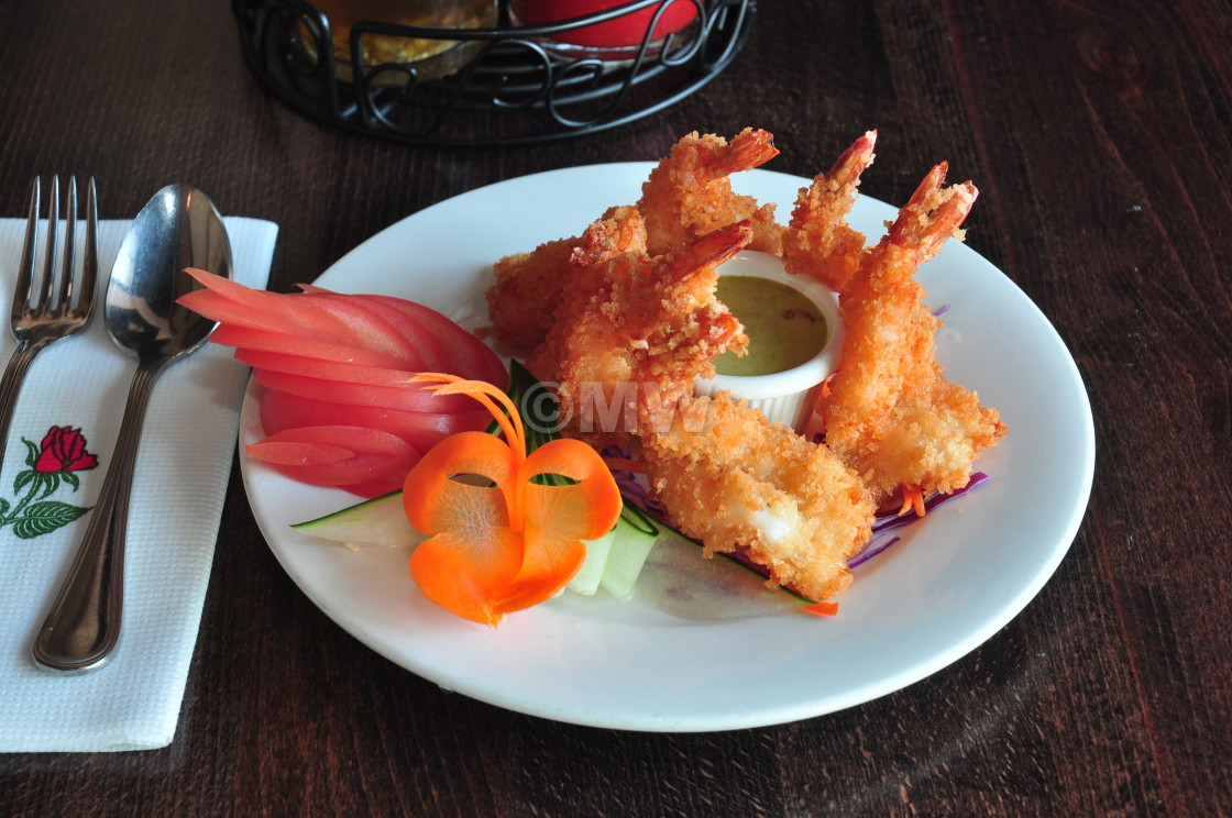 "Asian-style crispy friend shrimp" stock image