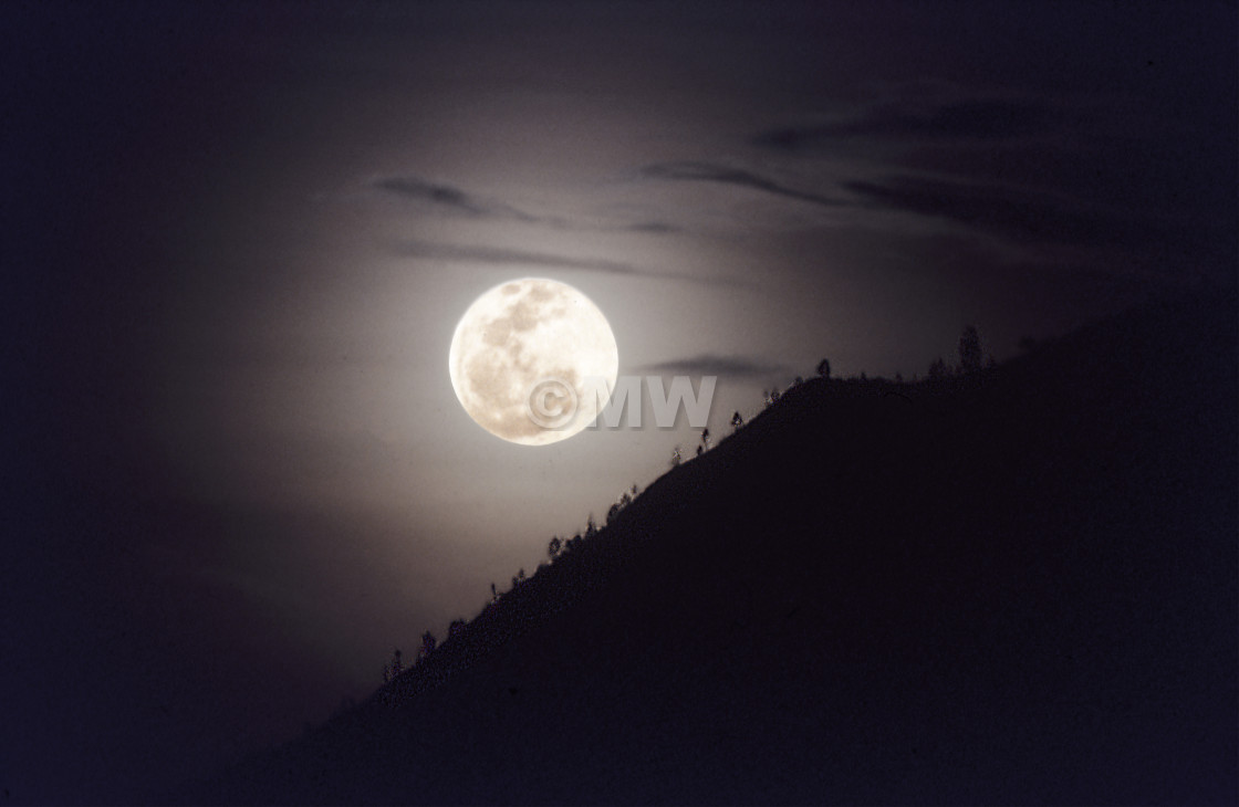 "Full Moon over Mt. Batur" stock image