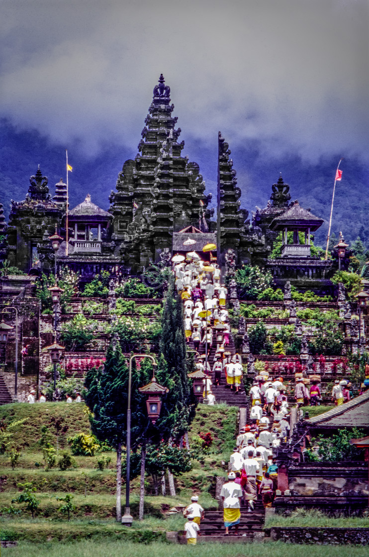 "Besakih temple with procession" stock image